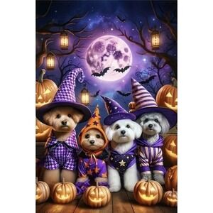 Halloween Dogs Garden Flag Double Sided Burlap Decorative‎ Weatherproof 12x18